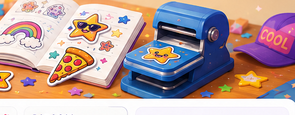 Sticker book and sticker press